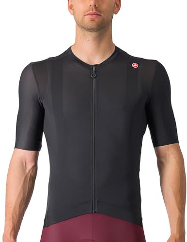 CASTELLI Espresso-Trikot für Herren, Viertelärmel mit atmungsaktivem Stretch-Stoff für Kies, Radfahren und Rennrad, Hellschwarz/Dunkelgrau, Größe L, Hellschwarz/Dunkelgrau, L