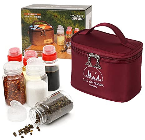 RoseFlower 6 pcs Portatile Bottiglia di Porta Condimento, Porta Sale Olio da Viaggioper Esterni Vaso di Spezie Condimento Trasparente e Bottiglia di aceto Contenitore per Picnic BBQ#Rosso Scuro