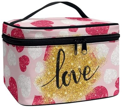 COEQINE Trousse de maquillage personnalisée pour femme, trousse de maquillage pour voyage, organisateur de produits de toilette pour femme, Love Rose Gold