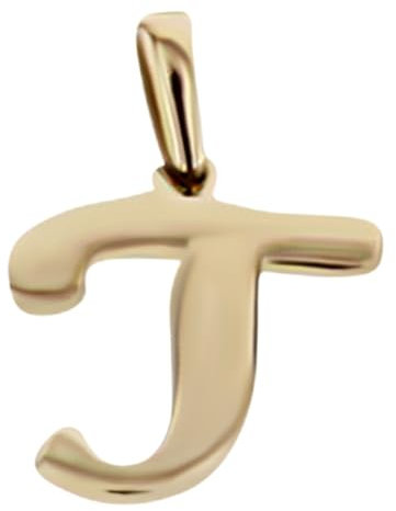 JC Schmuck | Buchstaben Goldanhänger | Anhänger 585 Gelbgold | Initialien Kettenanhänger inkl. Schmucketui Unisex 14 Karat | 3237 (Buchstabe T)