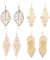 MenYiYDS 4 Paar Blatt Stil Legierung Ohrringe, Bohemian Style Geometrische Dangles, Jahrestag Geschenk für Frau, Freundin (Gold)