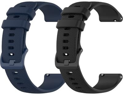 BXKM 20mm Strap for Garmin Forerunner 245/645/55/Vivoactive 3/3 Music/Venu/Venu 2 Plus/Sq/Sq 2, Soft Silicone Watch Band Replacement for Garmin Vivomove HR/Instinct 2S/Fenix 7S Women Men