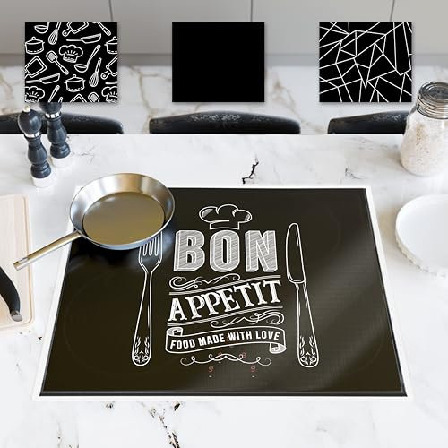 Induction Hob Protector Mat | Large 61x53cm | Multifunctional Heat Resistant Silicone Mat Kitchen Worktop Protector Hob Cover | BPA Free | Scratch Protector for Induction Hob - Kinway (Bon Appetit)