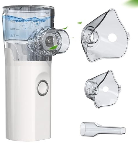 Inhalationsgerät Kinder Nebulizer Inhalator Tragbar Leise Vernebler Inhaliergeräte Mit Mundstück,2 Mask für Erwachsene und Kinder USB-aufladbar 2Modi inhalieren Aerosol Gerät Mobiles Inhalationsgerät