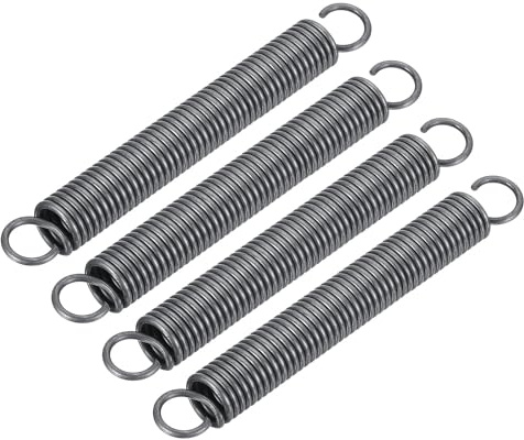 Sourcingmap Extension Spring - 2.5mm Wire Dia, 18mm OD, 150mm Free Length Spring Steel Small Dual Hook Tension Spring, 4Pcs