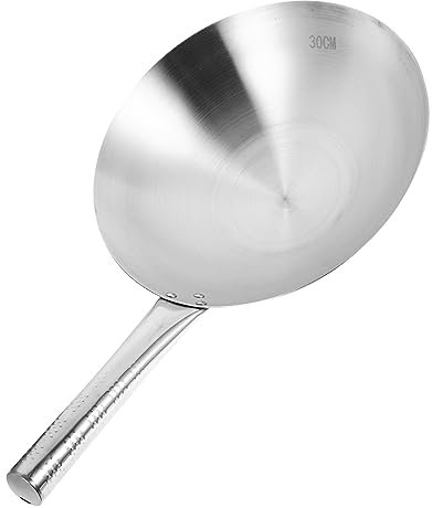 OFFSCH Poêle Wok Inox 24 Cm Poignée Soudée Acier Inoxydable Robuste Cuisson Gaz Multifonction Légumes Fruits De Mer Viande Soupe Ustensile Cuisine
