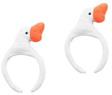 COLLBATH 2St Weißes Entenstirnband Ente Kopfbedeckung Stofftier Stirnband Neuartiges Haarband Tierisches Haarband Party- Schöner Cartoon-Enten-Kopfschmuck Foto-Requisite