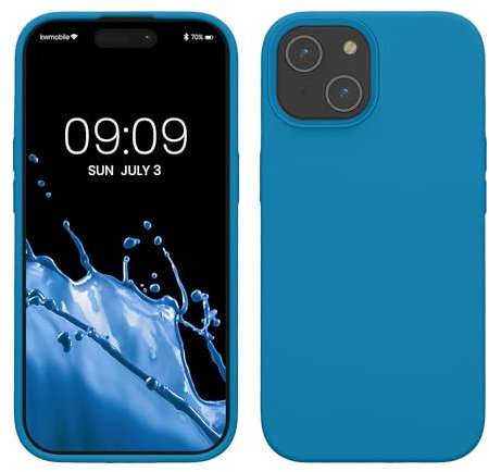 kwmobile Handyhülle für iPhone 15 Hülle, für iPhone 15 Case - Hülle Silikon - kabelloses Laden - Karibikblau