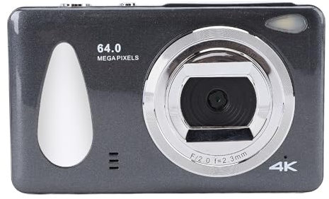 Digital Kamera 64MP, 1080P HD Digital Kameras für Fotografie, 2,8-Zoll-Bildschirm Kompaktes Tragbares Vlogging Camara mit 16X Zoom und LED-Füll Licht Kamera (dunkelgrau)