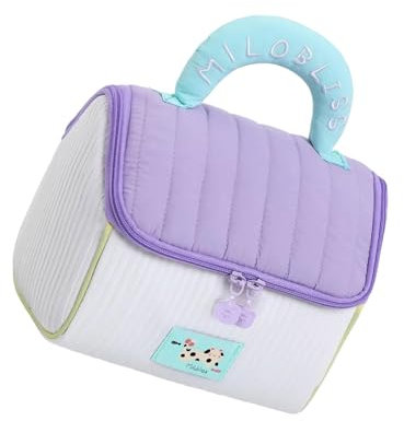 KMGDM Lovely House, borsa per il trucco di grande capacità, borsa per cosmetici portatile, borsa per la cura della pelle, borsa da viaggio per donna, Viola, 19.5x14.5x16cm, come da immagine