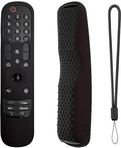 MRSVI Silicone Cover for MR24GA/MR21GA/MR22GN/MR23GA Protective Case Compatible with LG Magic TV C2 C3 G3 OLED Remote Control Slicone Sleeve with Lanyard (Glow Blue) (Black)