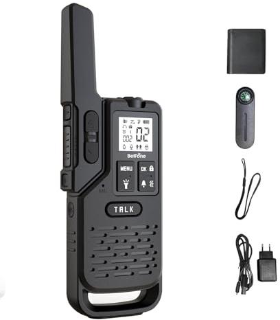 BelFone OG200 Long-Range Walkie-Talkies for Adults,5 Mile Range, 8 Channels, IP54 Waterproof, Flashlight, Stopwatch, Compass & NOAA Weather Radio, SOS for Outdoor,Camping & K12 School Use (2 PACK)