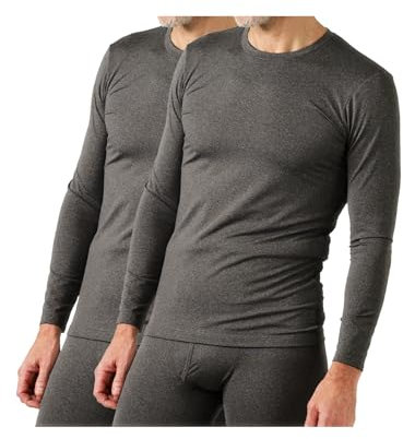 LAPASA Herren Innenfleece Thermo Unterhemd, Thermounterwäsche Oberteil Funktionsunterwäsche M55, Dunkelgrau (Wärmer, 2 Pack Oberteile), M