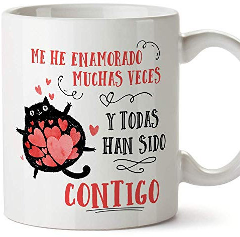 MUGFFINS Taza San Valentín (Te Quiero) - Enamorado contigo - Regalos Originales y Divertidos de Aniversario para Novios, Enamorados, Pareja...
