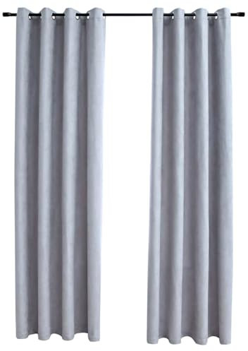 vidaXL 2X Vorhang Verdunkelung mit Metallösen Verdunkelungsvorhang Kräuselband Ösen Schlaufe Thermo Gardine Blickdicht Grau 140x175cm