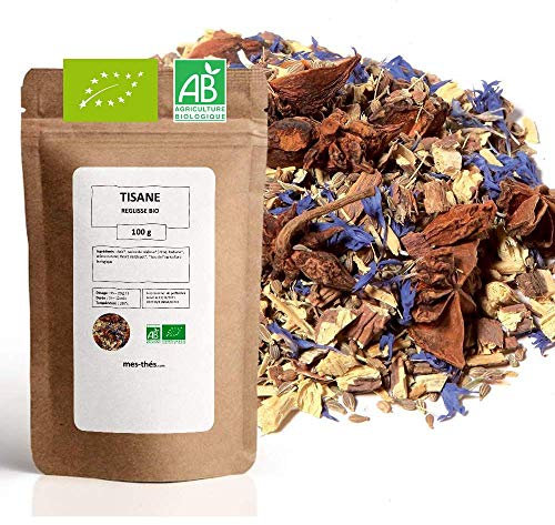 Tisane Bio réglisse - 100g (40 tasses) - Thé en vrac 100% Agriculture Biologique - Mes-Thés