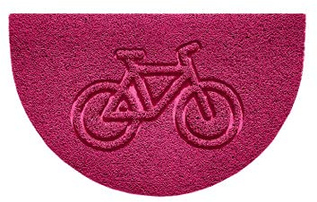 Nicoman Embossed Halfmoon Half Circle Door Mat Dirt-Trapper Jet-Washable Doormat 70x44cm (Pink, BIKE Shape) - Use Indoor or Sheltered Outdoor