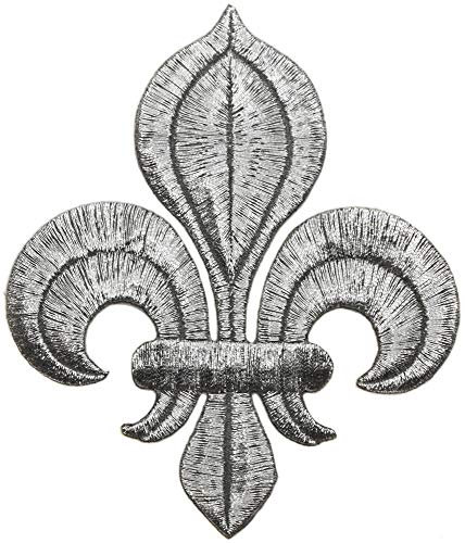 ecusson fleur de lys lot 2 couronne royal roi france chevalier argent 10x8,5cm patche insigne