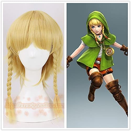 Die Legende Von Zelda Link Gold Perücke Mit 2 Zöpfen Mädchen Link Cosplay Perücke Link Rollenspiel Gold Haar Mit Haarnetz