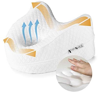nah-vital® Kniekissen für Seitenschläfer | Orthopädisches Beinkissen aus Foam Schaum | 25x24x14cm | Ergonomisches Kissen für Beine & Knie [Atmungsaktiv & Waschbar]