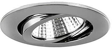 LED-Einbaustrahler-Set BB03 inkl. DALI-Konverter + Anschlussbox, IP20, rund, 230V, 6W 3000K 640lm 38°, schwenkbar, Chrom