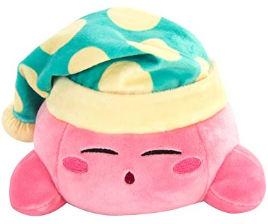 TOMY Club Mocchi Mocchi - Sleeping Kirby Junior Plüschtier 15 cm von Nintendo, super weiches Kissen, Schlafzimmer-Accessoires für Sammler sowie Mädchen und Jungen ab 3 Jahren