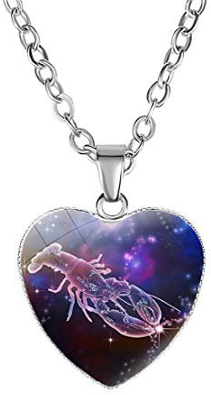 Caimeytie Horoscope Necklace for Children Girls Zodiac Sign Pendant Cancer Valentines Gifts for Your Love