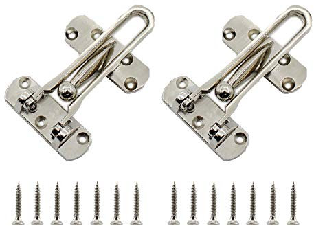 ULIFESTAR Türschloss mit Schwingstange, Türschloss für Haustür, Edelstahl-Türriegel, Scheunentürschloss, Schuppenschloss, Zaun-Türschloss mit Montageschrauben, silberfarben, 2 Stück