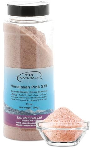 TKS Premium Himalayan Pink Salt - Fine Grain, Hand-Mined - Fine Cooking Salt - Unrefined Pink Salt - 80+ Minerals - Pink Himalayan Rock Salt - Himalayan Pink Salt in Plastic Jar(950g - 1Pack)