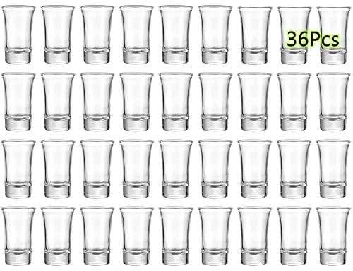 MSYU Shot Glass Bulk Set with Heavy Base, 1.5oz/50ml Whiskey Shot Glass Crystal Clear Shot Glass Set Round Shot Glasses Bulk,Small Glass Shot Cups for Vodka, Whiskey,Tequila, Espresso, Liquor-36Pack