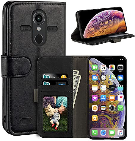 Schutzhülle für AGM A9, magnetisch, PU-Leder, Brieftaschen-Stil, Business-Handyhülle, modische Klapphülle mit Kartenfach und Ständer für AGM H1 6 Zoll (15,2 cm), Schwarz