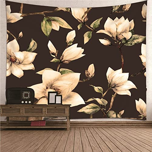 Aotiwe Tapisserie Kamin, Vintage Wanddekoration Blumenzweigmuster aus Polyester Weiß 300X260Cm für Wohnung