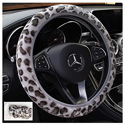 Egurs Leopard Lenkradbezug Universal Auto Lenkradhülle Lenkrad Abdeckung rutschfeste Auto Lenkradabdeckung Lenkradschoner Car Zubehör grau