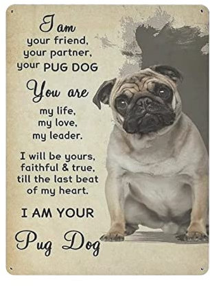 AOOEDM Cartello in metallo con scritta Pug per casa, negozio, caffè, garage, caverna dell'uomo, poster vintage