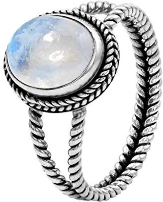 925 Sterling Silber Oval Regenbogen Mondstein Infinity Ring für Damen Schmuck Geschenk für Mädchen Frau Freundin Mutter
