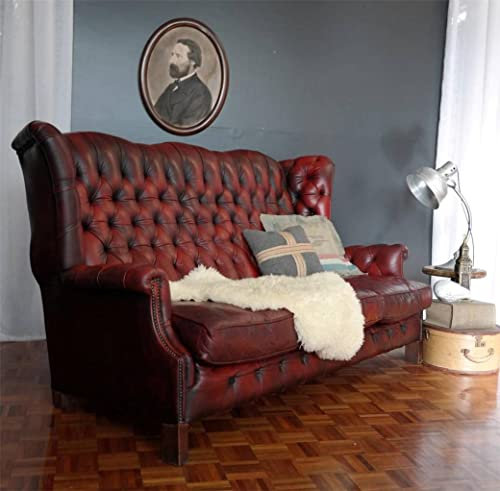 jvmoebel 3 Sitzer Sofa Couch Sitz Garnitur Hohe Rückenlehne Chesterfield Leder Polster