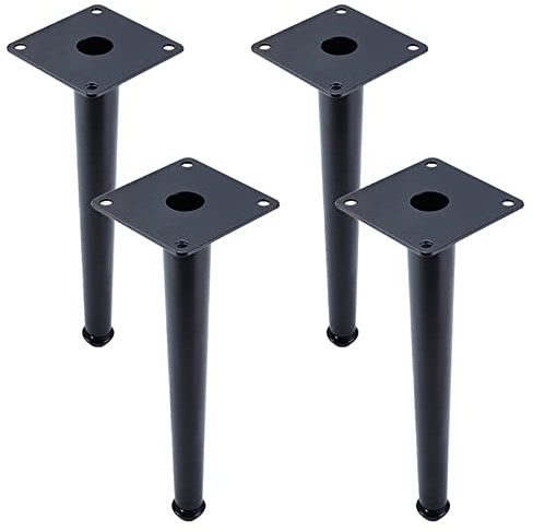 Lot De 4 Pieds De Meubles Réglable Noir Pied De Table Réglable, Fer Pieds Coniques Lit | 10-55cm Socles Pieds Meuble Cuisine TV Commode Pieds pour Meuble De Salle De Bain Vis Inclus (10cm,Noir)