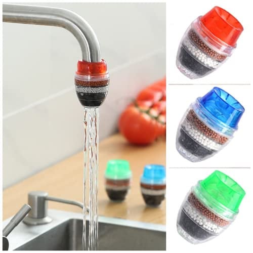 3 Pack Faucet Mount Filters, Faucet Water Purifier, Five-Layer Filter Activated Carbon Filter Suitable for faucets with a Diameter of 0.51-0.63 inches