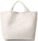 JQTOP Gewebte Tasche für Damen, veganes Leder, Tragetasche, groß, Sommer, Strand, Reisen, Handtasche und Geldbörse, Retro, handgefertigte Umhängetasche, cremeweiß, L