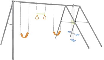 Intex 44131 - Balançoire Swing Set Gris, 2 sièges, balançoire et trapèze, 465 x 249 x 203 cm