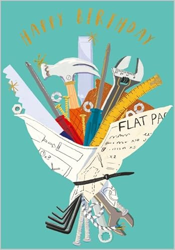 Abacus Male Birthday Card - General Card for Men - Bouquet of Tools Embossed with Foil Details - Eco-Friendly & Recyclable - Made in the UK Cards