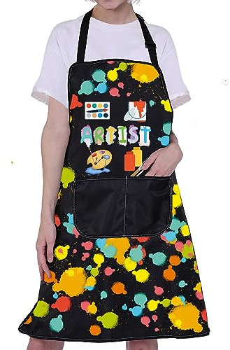 ENSIANTH Artist Aprons Gifts for Painters Aprons with Pockets Painting Cooking Kitchen Apron Painting Lover Gift Artist Lovers Gifts (artist-2)