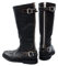 USUWE Retro stivali moto, stivali alti barili, stivali da equitazione in similpelle PU, stivali in pelle impermeabile per uomo e donna, 35-48(nero,45)