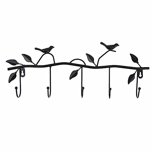 Frdun Ganci rustici a forma di ramo di albero, gancio in metallo per montaggio a parete e uccelli, appendiabiti per armadio, ganci per casa e cucina