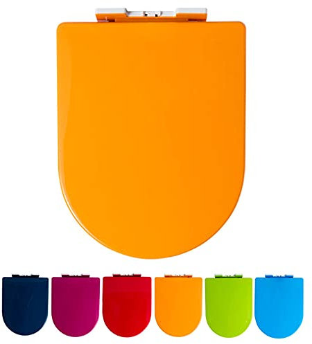 Toilettendeckel, Toilettendeckel mit Absenkautomatik WC-Sitz Klodeckel Toilettensitz WC Deckel Toilet Seat Klositz,Abnehmbarer Toilettenbrille in Mehreren Farben Orange