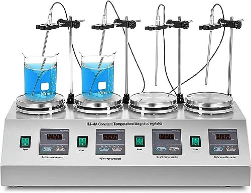 Agitador Magnético con Placa Calefactora, 1000Ml Lab Digital Temperatura Constante Agitador De Laboratorio Magnético Ajuste De Velocidad/Pantalla Led, Mezclador Magnético con Barras Agitadoras para I