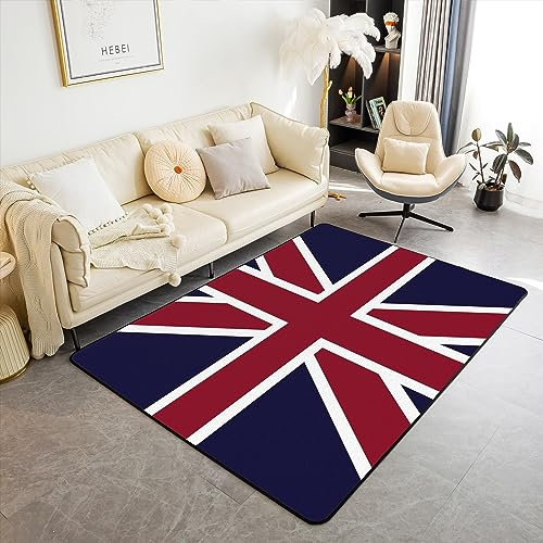 Tappeto decorativo per soggiorno, con bandiera inglese, rosso, blu navy, per bambini, ragazzi e ragazze, di lusso, per interni, 100 x 150 cm