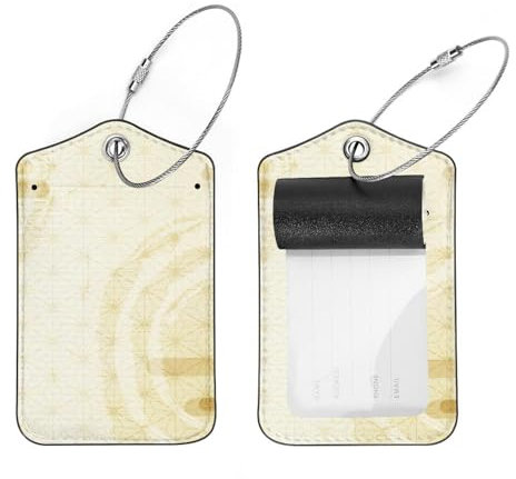 Gepäckanhänger aus japanischem Papier für Koffer, Gepäckanhänger aus Leder für Reisen, Edelstahlschlaufe, Namensschild für Damen, Tasche, Rucksack, 2 Stück