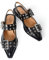 Lunhonk Vegan Leather Ballet Flats with Square Toe and Metallic Buckle Low-Heel Comfort Pumps, Black, 6 UK