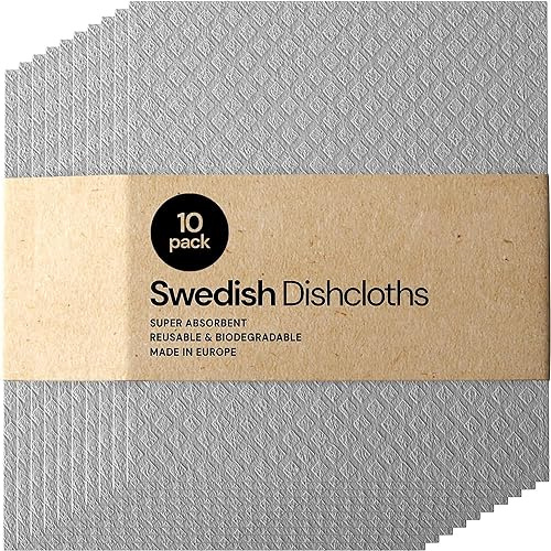 Wholesale Swedish DishCloths for Kitchen- 10 Pack Reusable Paper Towels Washable - Eco Friendly Cellulose Sponge Microfiber Dish Cloths - Kitchen Essentials /1133 (Size : Grey)